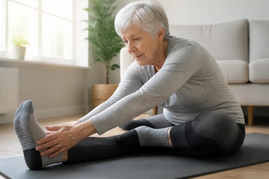 Hamstring oefeningen ouderen: veilig thuis trainen